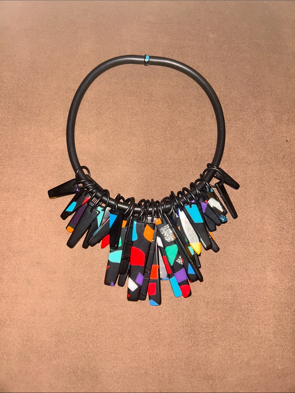 Multicolor Black Statement Pendant Necklace